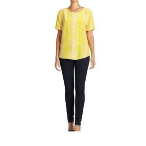 Equipment Femme Womens Riley Yellow Snakeskin Silk Boho Chic Shirt Sleeve XS